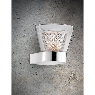 Nova Luce Boccale - applique murale - 12,6 x 12 x 10,3 cm - 33W halogène inclus - chrome et transparent