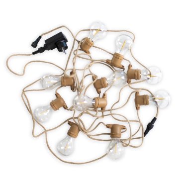 New Garden Allegra - guirlande lumineuse avec sources lumineuses remplaçables - guirlande de 8m dont 3,25m de cordon - 10 ampoules LED incluses - IP44 - jute