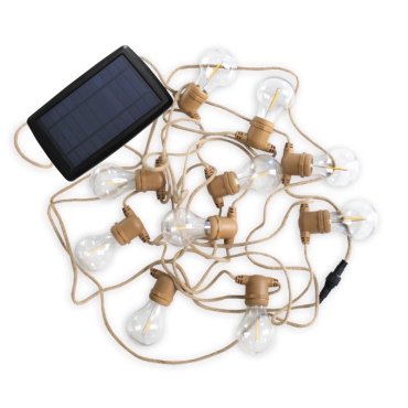 New Garden Allegra - guirlande lumineuse solaire - guirlande de 8m dont 3m de cordon - 10 ampoules LED incluses - IP44 - jute
