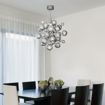 Searchlight Molecule - lampe suspendue - Ø 53 x 130 cm - chrome