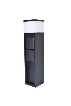 Lutec Mains - poteau de jardin avec prises - éclairage intelligent - 8 x 8 x 36,7 cm - 11W LED inclus - IP44 - noir - 2 prises latérales (version néerlandaise)