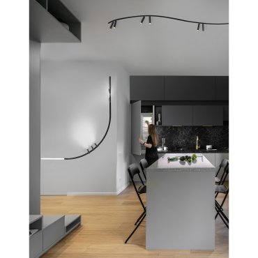 Nova Luce Curve - rail courbe 72 degrés pour profilé magnétique de niche - 120 x 6,9 x 7,5 cm - noir sable