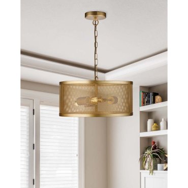 Searchlight Fishnet - lampe suspendue - Ø 45 x 150 cm - or mat