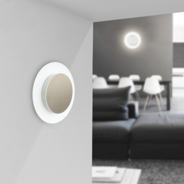 Century Italia Push &amp; Go - applique et plafonnier - Ø 22,8 x 4 cm - 20W LED inclus - IP65 - blanc avec or