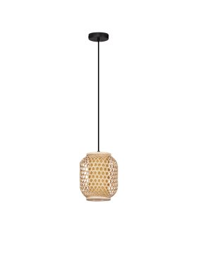 Nova Luce Asma - lampe suspendue - Ø 20 x 150 cm - rotin et noir sablé