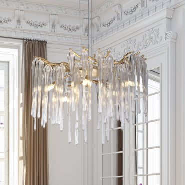 Searchlight Heritage - lampe suspendue - Ø 50 x 100 cm - or et transparent