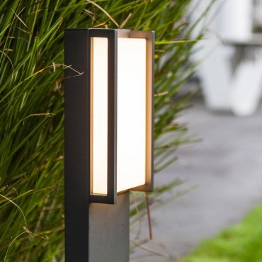 Lutec Qubo - lampe de jardin - 11 x 9 x 75 cm - 17,3W LED inclus - IP54 - gris foncé