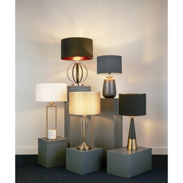 MODÈLE D’EXPOSITION - Searchlight - lampe à poser - Ø 35 x 62 cm - blanc et or