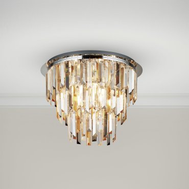 Searchlight Clarissa - plafonnier - Ø 45 x 34 cm - chrome et ambre