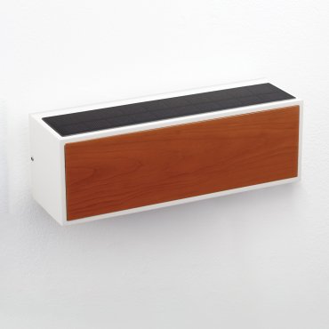 Nova Luce Brown - applique murale solaire extérieure - 25,8 x 8,6 x 8,6 cm - 2W LED inclus - IP65 - blanc sablé et bois