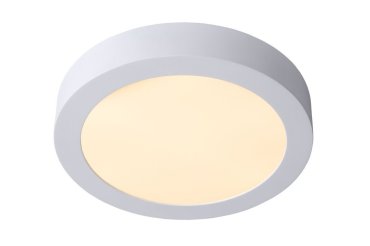 Lucide Brice-Led - plafonnier - Ø 24 x 3,9 cm - 15W LED dimmable inclus - IP44 - blanc