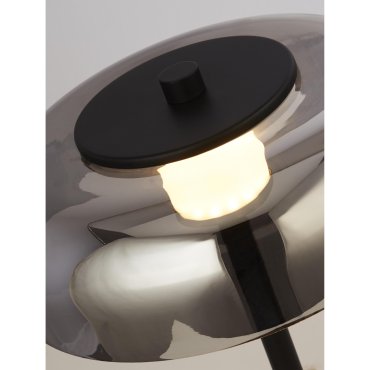 Searchlight Frisbee - lampe à poser - Ø 23 x 40 cm - 10W LED dimmable inclus - noir mat et verre fumé