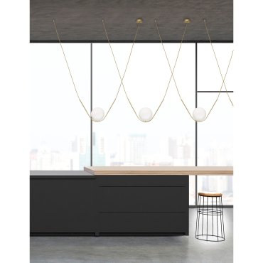 Nova Luce Vitton - lampe suspendue - 150 x 20 x 120 cm - laiton et blanc