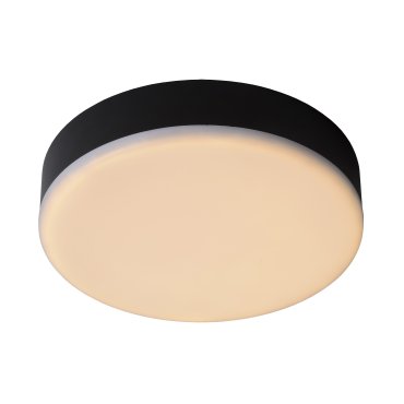 Lucide Ceres-LED - plafonnier de salle de bains - Ø 21,5 x 5 cm - 30W LED dimmable inclus - IP44 - noir