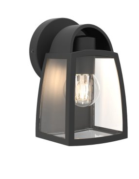 Lutec Kelsey - applique murale extérieure - 12 x 12 x 20 cm - IP44 - verre transparent - noir