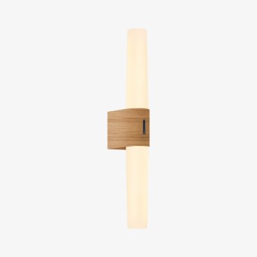 Nordlux Helva Double Basic - applique murale - 10,6 x 5,7 x 42,5 cm - 9W LED inclus - IP44 - feuille de bois