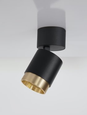 Nova Luce Spectre - spot en saillie - Ø 6,5 x 12 cm - 10W LED inclus - faisceau réglable - noir/doré