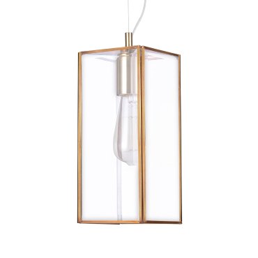 Nova Luce Flavio - lampe suspendue - 32 x 13 x 130 cm - transparent et laiton antique