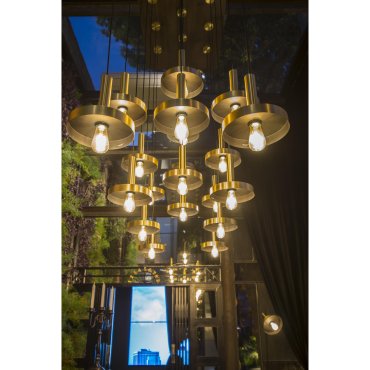 Faro Whizz - lampe suspendue - Ø 25 x 26 cm - or satiné et noir
