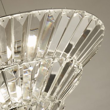 Searchlight Savannah - plafonnier suspendu - Ø 50,5 x 150 cm - chrome et transparent