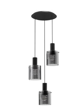 Nova Luce Mirbi - lampe suspendue - Ø 45 x 150 cm - noir sablé et verre fumé