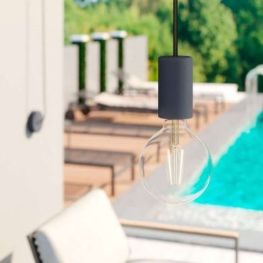 Creative Cables Eiva - suspension extérieure avec fixation plafond en silicone - Ø 12,5 x 514,5 cm - IP65 - noir charbon
