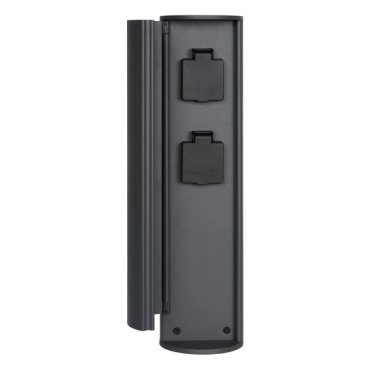 Lucide Powerpoint - poteau avec prises - 10 x 10 x 40 cm - IP44 - noir - prises de terre à 2 broches (version belge)