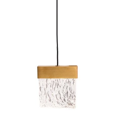 Maxlight Vetro - lampe suspendue - Ø 13 x 180 cm - 4,5W LED dimmable inclus - or brossé