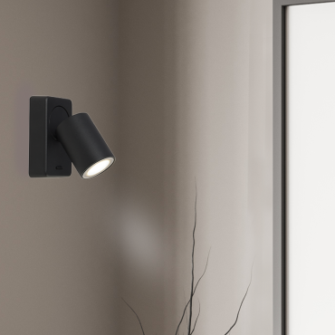 Projectlight Phoebe - spot mural apparent avec interrupteur - 12 x 7 x 11 cm - noir