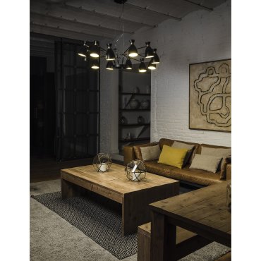 Faro Retro - lampe suspendue - Ø 132 x 45 cm - noir et or