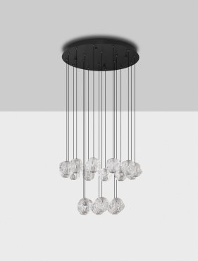 Nova Luce Ifos - lampe suspendue - Ø 60 x 210 cm - 87W dimmable LED inclus - noir sablé et métal chromé