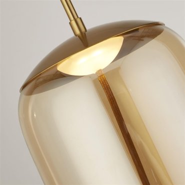 Searchlight Lisbon - lampe suspendue - Ø 18 x 150 cm - 6W LED inclus - laiton satiné et ambre