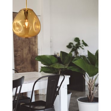 Nova Luce Lava - lampe suspendue - Ø 25 x 120 cm - or