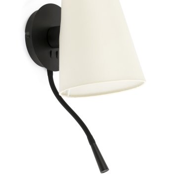 Faro Lupe - applique murale avec interrupteur - 10 x 25 x 42 cm - 1W LED inclus - beige et noir