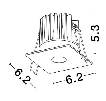 Nova Luce Ono - spot à encastrer - 62 x 62 mm, Ø 50 mm à encastrer - 8W LED inclus - noir