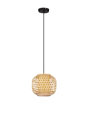 Nova Luce Asma - lampe suspendue - Ø 25 x 150 cm - rotin et noir sablé