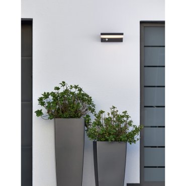 Nova Luce Dyn - Applique d'extérieur avec capteur solaire et interrupteur - 16 x 11,5 x 6 cm - 1,5W LED dimmable inclus - IP65 - anthracite
