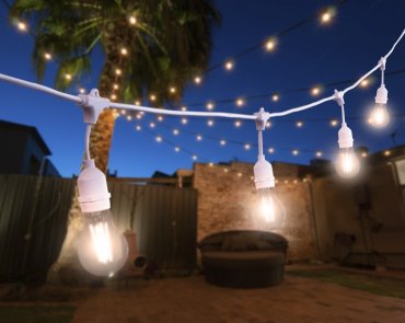 Century Italia Fiesta - guirlande lumineuse de 9,27 m dont 0,6 m de câble - 15 x E27 (hors ampoules) - IP44 - blanc