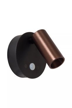 Lucide Toni - applique murale rechargeable avec détecteur de mouvement - Ø 8,1 x 12,4 cm - 2W LED dimmable inclus - café