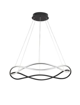 Nova Luce Jinal – suspension – Ø 80 x 120 cm – LED 57W dimmable inclus – noir sable