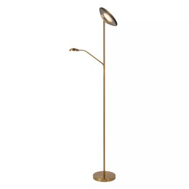 Lucide Zenith - lampadaire avec liseuse - 180 cm - 20W + 4W LED dimmable inclus  - or mat / laiton