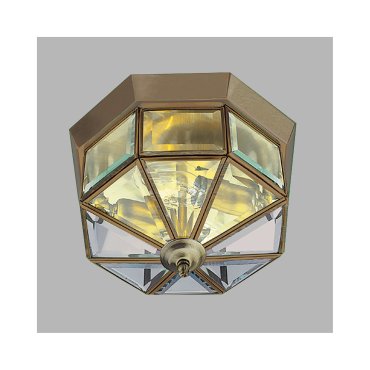 Searchlight Flush - plafonnier - Ø 23 x 15 cm - laiton antique