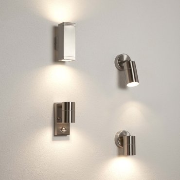 Searchlight Poole - Applique d'extérieur avec détecteur - 7 x 15 cm - IP44 - acier inoxydable