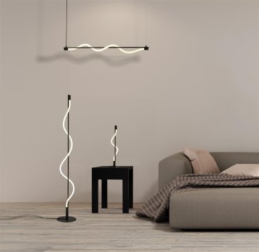 Searchlight Serpent - lampe suspendue - 101 x 122 cm - 15W LED dimmable inclus - noir et opale