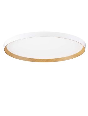 Nova Luce Vomos - plafonnier - Ø 60 x 7 cm - 55W dimmable LED inclus - blanc sablé et bois