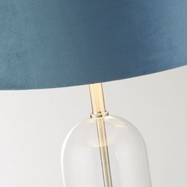 Searchlight Oxford - lampe à poser - Ø 38 x 51 cm - nickel satiné, argent et bleu-vert