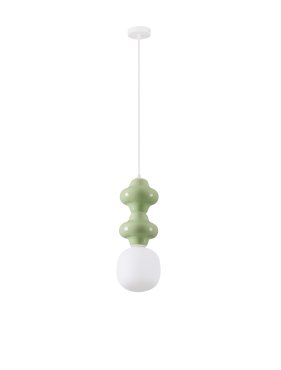 Nova Luce Clio - lampe suspendue - Ø 18 x 215 cm - vert, blanc et verre opale