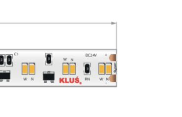 Klus bande LED - largeur 1cm, longueur 500cm - 24Vdc - dim to warm - 9,6W LED par mètre - 224 LED par mètre - IP20 - 1800-3000K