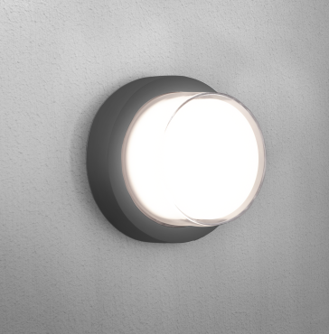 Century Italia Pura - lampe murale/plafonnier - Ø 17 x 10 cm - 10W LED inclus - IP65 - anthracite