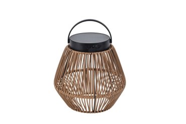 Lutec Coppa - lampe de table solaire portable - Ø 21,5 x 21,6 cm - 2,8W LED inclus - IP44 - noir et rotin